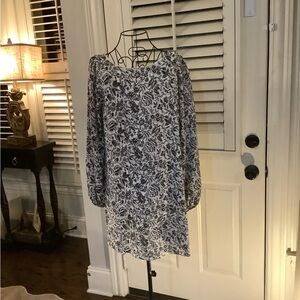 NYMPHE Monochrome Floral Long Sleeve Dress